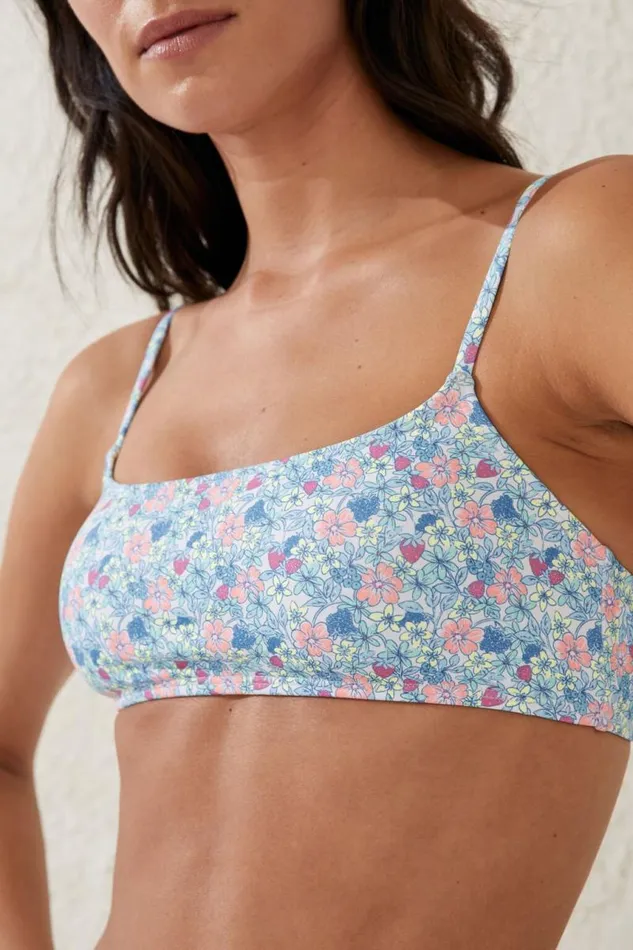 Cotton On Bikinis Straight Neck Crop Bikini Top Floral Fraise 8211 Women Cotton On Bikinis Straight Neck Crop Bikini Top Floral Fraise 8211 Women