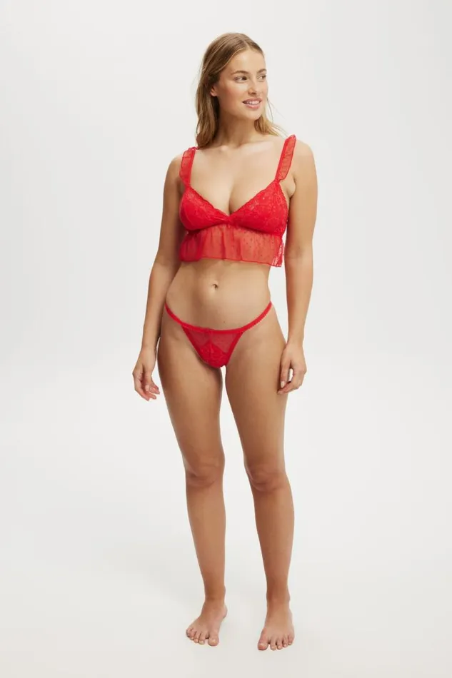 Cotton On Bras Holly Lace Longline Bralette Raspberry 8211 Women