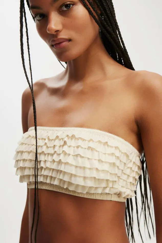 Cotton On Bras Rara Ruffle Bandeau Pale Gold 8211 Women