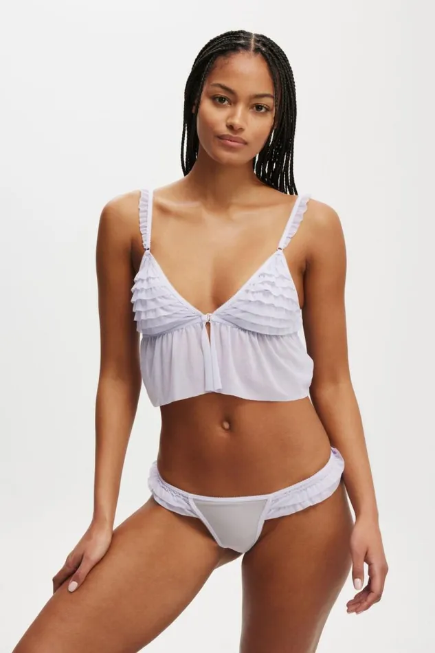 Cotton On Bras Rara Ruffle Longline Bralette Washed Thistle 8211 Women