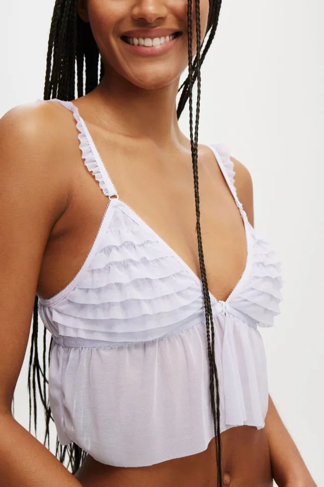 Cotton On Bras Rara Ruffle Longline Bralette Washed Thistle 8211 Women