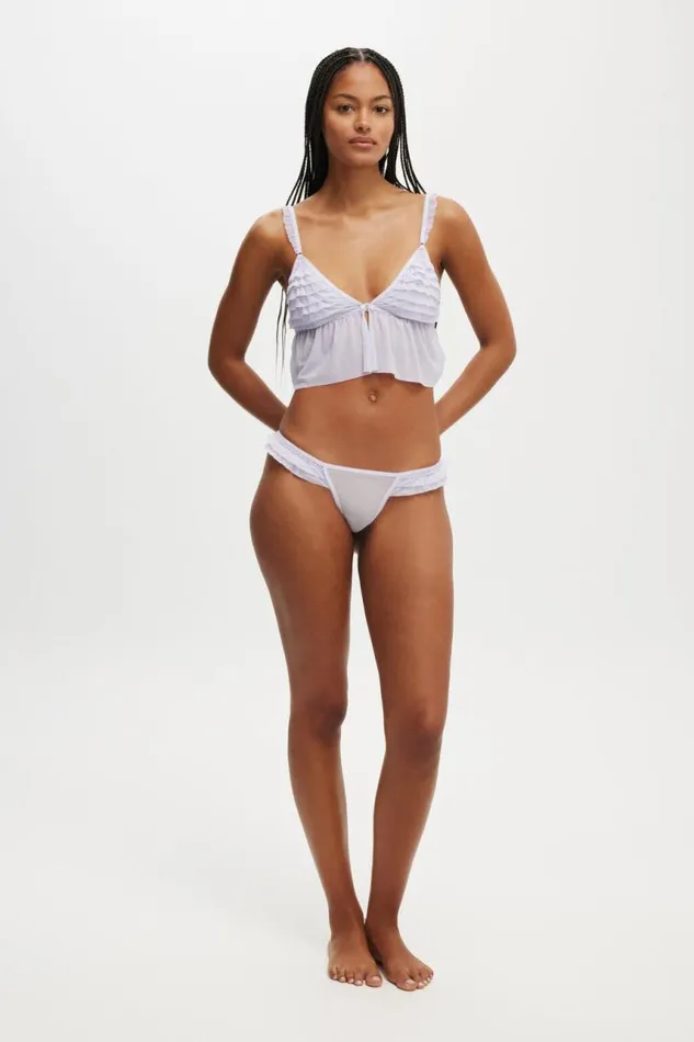 Cotton On Bras Rara Ruffle Longline Bralette Washed Thistle 8211 Women