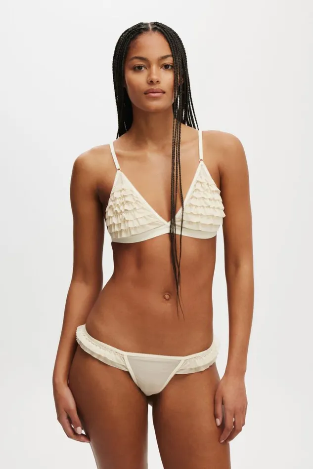 Cotton On Bras Rara Ruffle Triangle Bralette Pale Gold 8211 Women