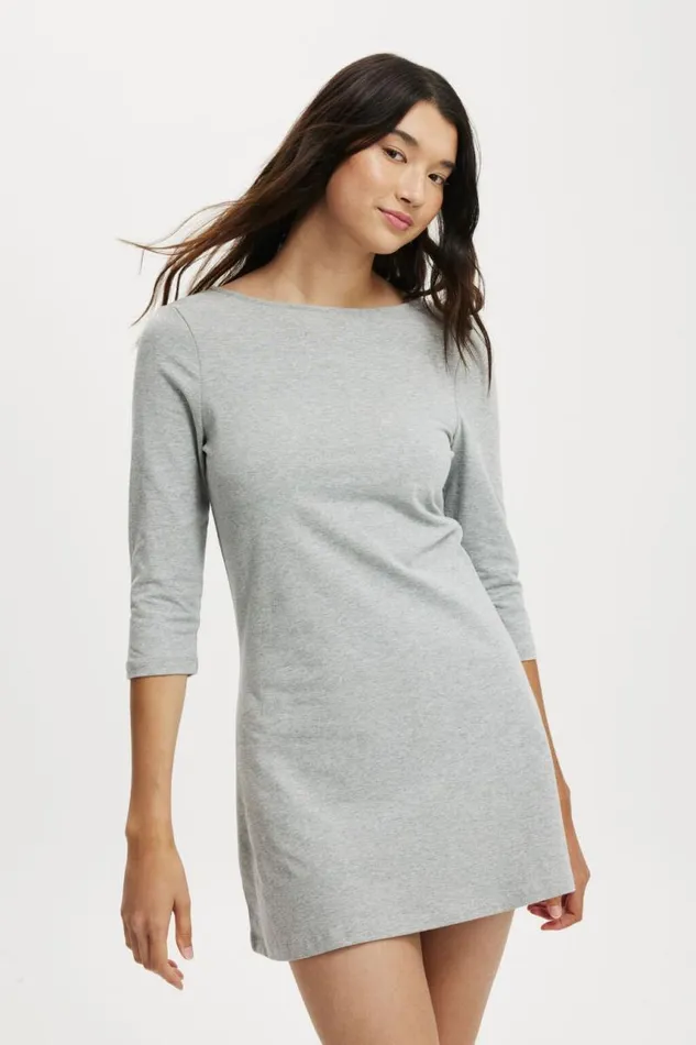 Cotton On Dresses Bella 34 Sleeve Mini Dress Grey Marle 8211 Women