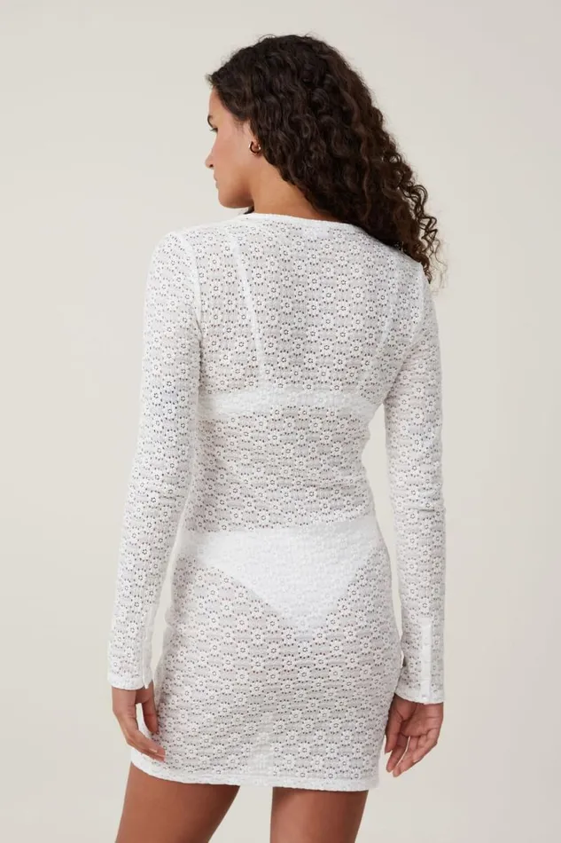 Cotton On Dresses Keyhole Lace Mini Dress Ivory 8211 Women