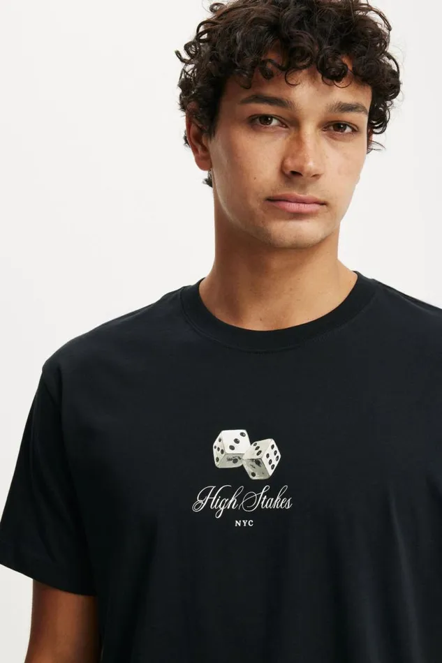 Cotton On Graphic TShirts Loose Fit Art TShirt Blackhigh Stakes 8211 Men Cotton On Graphic TShirts Loose Fit Art TShirt Blackhigh Stakes 8211 Men
