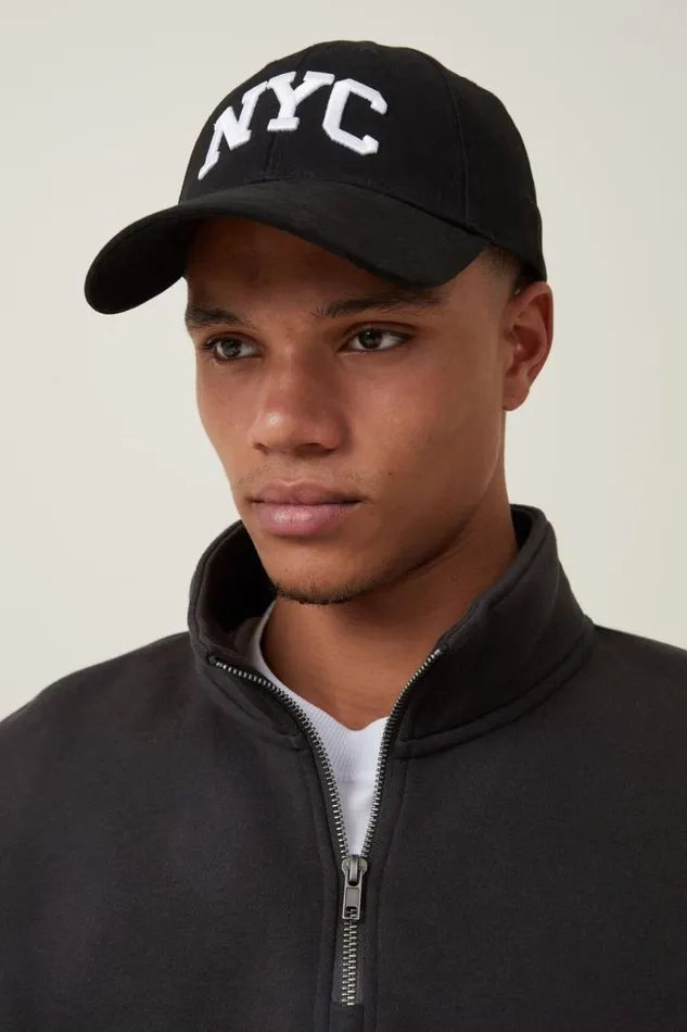 Cotton On Hats and Beanies 6 Panel Baseball Cap Blacknyc 8211 Men Cotton On Hats and Beanies 6 Panel Baseball Cap Blacknyc 8211 Men