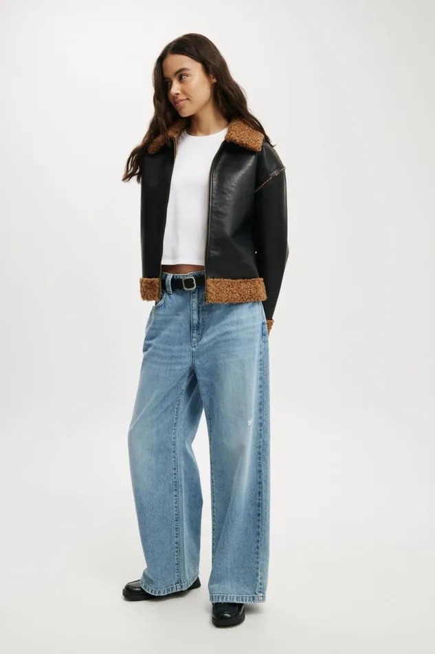 Cotton On Jackets Alfie Faux Leather Sherpa Jacket Black Brown Sherpa 8211 Women Cotton On Jackets Alfie Faux Leather Sherpa Jacket Black Brown Sherpa 8211 Women