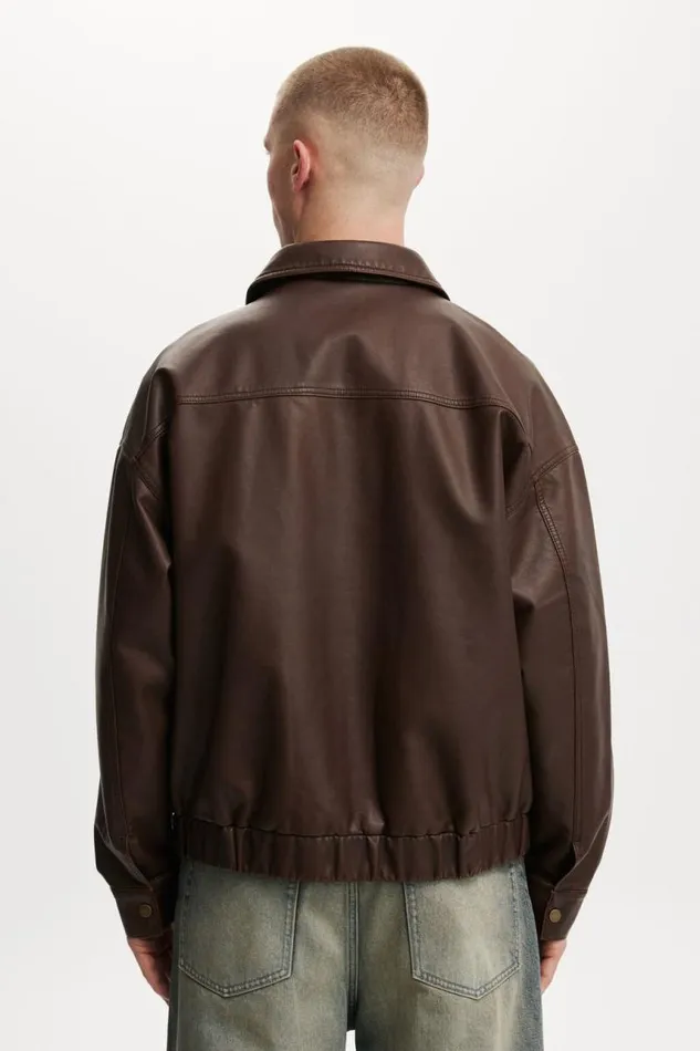 Cotton On Jackets Faux Leather Bomber Old Couch Brown 8211 Men Cotton On Jackets Faux Leather Bomber Old Couch Brown 8211 Men