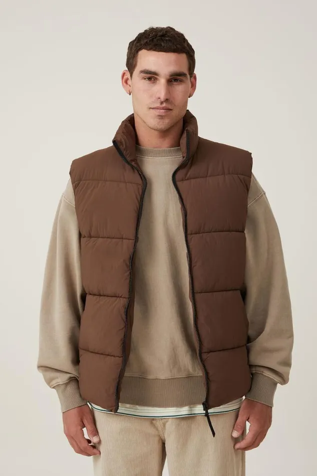 Cotton On Jackets Recycled Puffer Vest Chocolate 8211 Men Cotton On Jackets Recycled Puffer Vest Chocolate 8211 Men