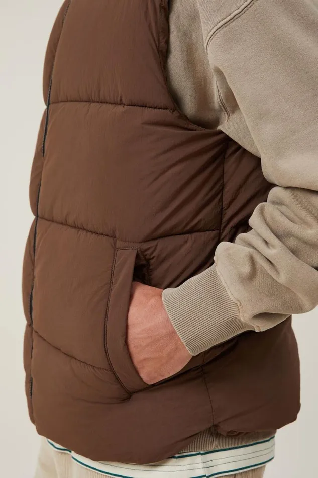 Cotton On Jackets Recycled Puffer Vest Chocolate 8211 Men Cotton On Jackets Recycled Puffer Vest Chocolate 8211 Men