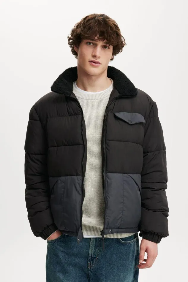 Cotton On Jackets Vermont Puffer Jacket Black 8211 Men