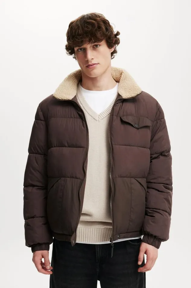 Cotton On Jackets Vermont Puffer Jacket Cigar Brown 8211 Men