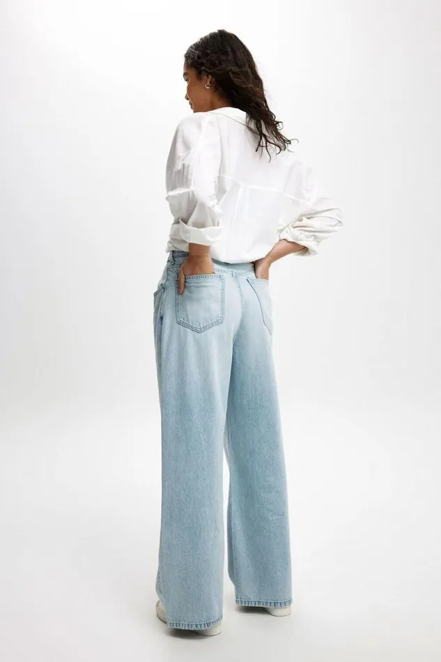 Cotton On Jeans Adjustable Wide Jean Crystal Blue 8211 Women Cotton On Jeans Adjustable Wide Jean Crystal Blue 8211 Women