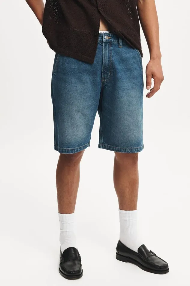 Cotton On Jeans Baggy Denim Short Tint Green Wash 8211 Men