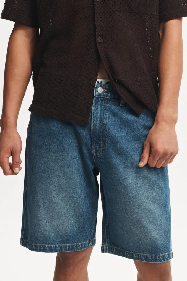 Cotton On Jeans Baggy Denim Short Tint Green Wash 8211 Men