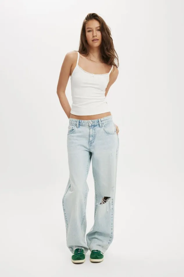 Cotton On Jeans Low Rise Straight Jean Crystal Blue Rip 8211 Women