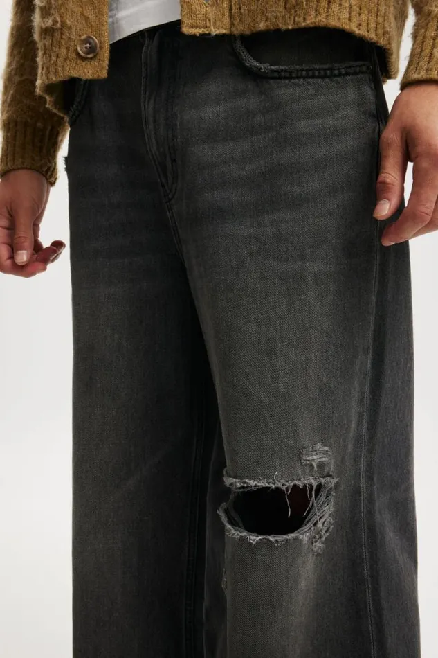 Cotton On Jeans Super Baggy Jean Future Black Rip 8211 Men
