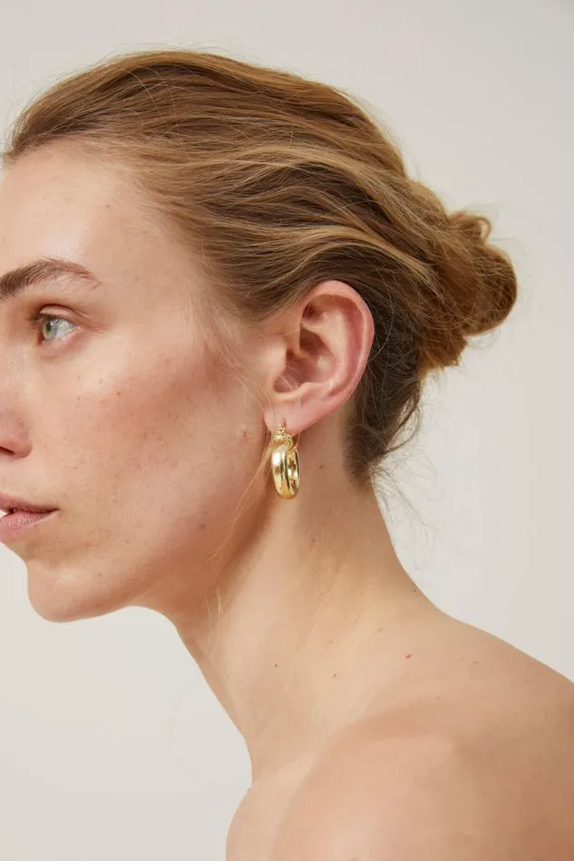 Cotton On Jewelry Large Hoop Earring Gold Plated Tube 8211 Women