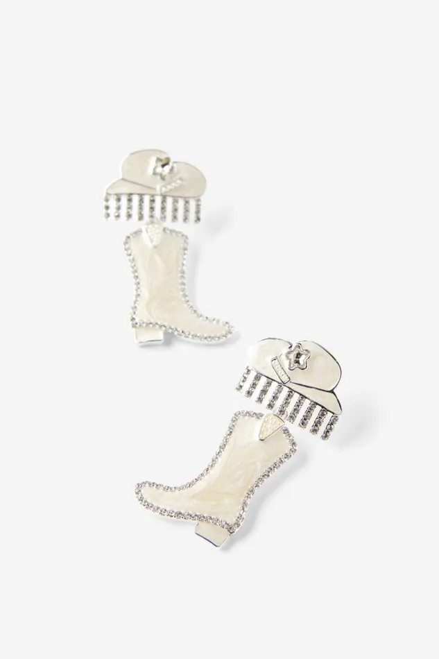 Cotton On Jewelry Mid Charm Earring Up Diamante Cowboy Boots 8211 Women