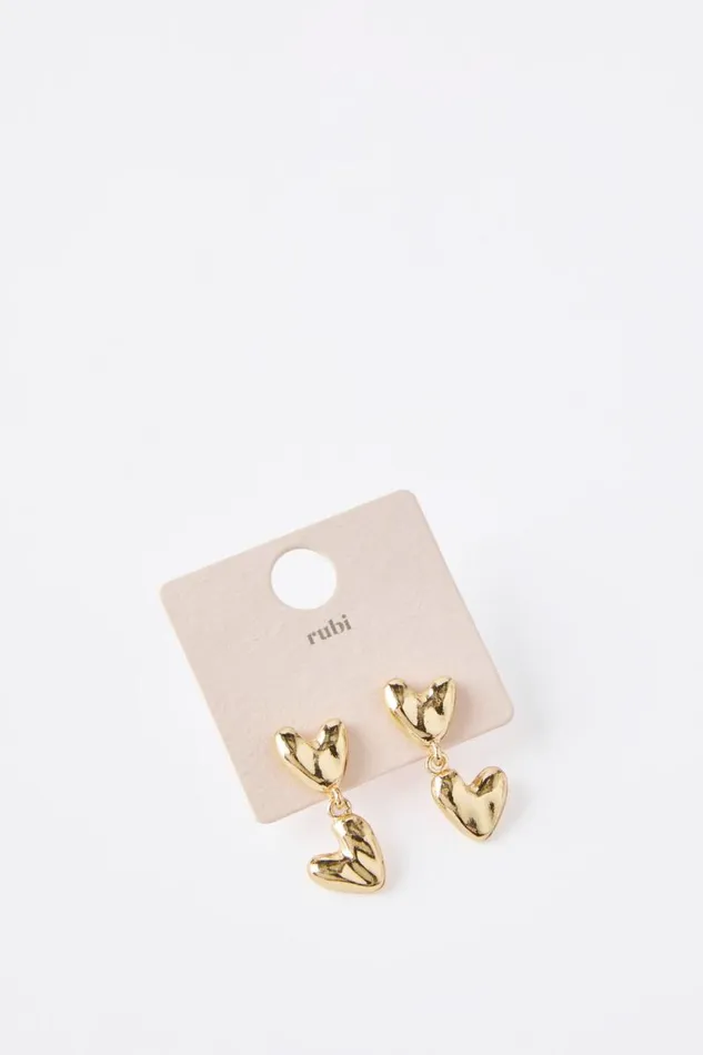 Cotton On Jewelry Small Charm Earring Up Double Heart Drop 8211 Women