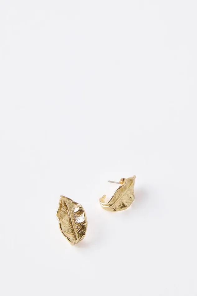 Cotton On Jewelry Small Charm Earring Up Hammered Leaf 8211 Women