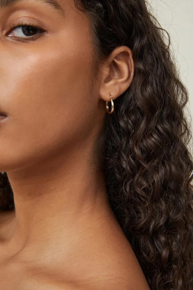 Cotton On Jewelry Small Hoop Earring Gold Plated Tubular 8211 Women