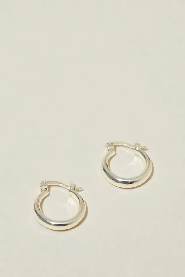 Cotton On Jewelry Small Hoop Earring Sterling Silver Plated Tubular 8211 Women
