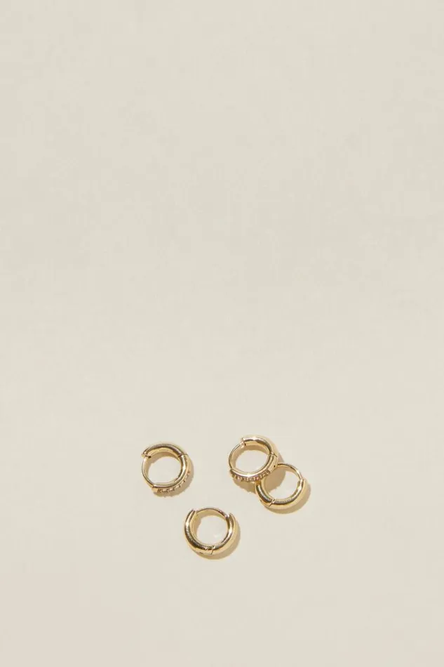 Cotton On Jewelry Waterproof 2Pk Small Earring Gold Plated Fine Diamante 8211 Women