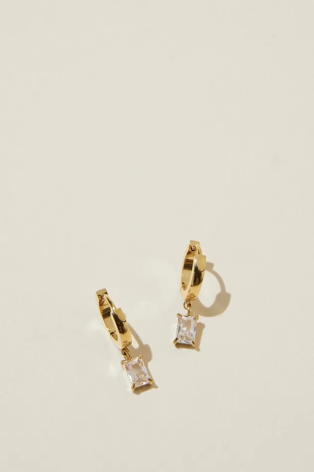 Cotton On Jewelry Waterproof Mid Charm Earring Gold Plated Diamante Baguette 8211 Women Cotton On Jewelry Waterproof Mid Charm Earring Gold Plated Diamante Baguette 8211 Women