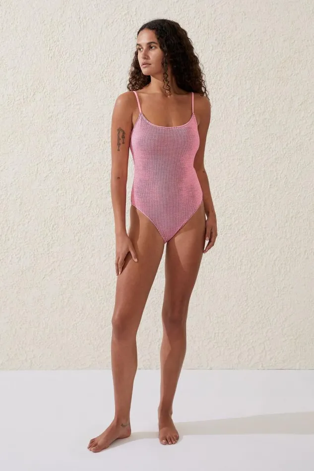 Cotton On OnePieceSwimsuits Thin Strap Low Scoop One Piece Cheeky Neon Crushblack Crinkle 8211 Women Cotton On OnePieceSwimsuits Thin Strap Low Scoop One Piece Cheeky Neon Crushblack Crinkle 8211 Women