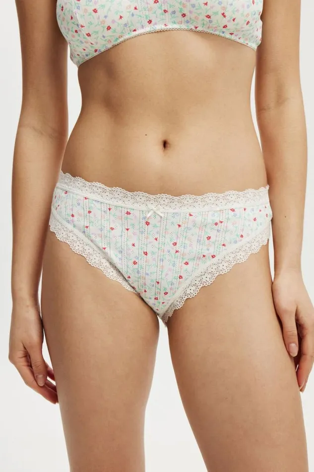 Cotton On Panties Organic Cotton Lace Cheeky Brief Sanni Ditsy Multicream 8211 Women