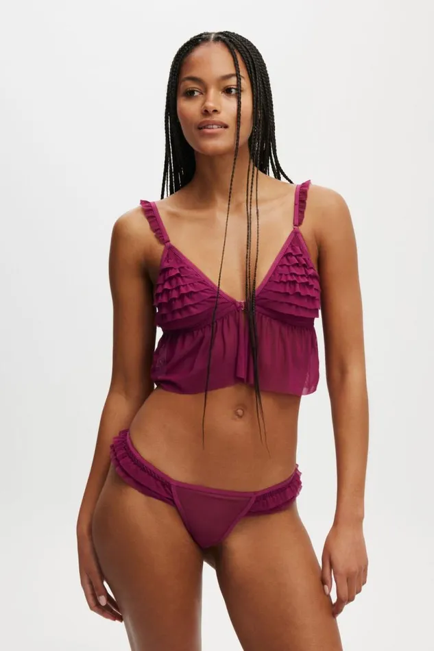 Cotton On Panties Rara Ruffle G String Brief Boysenberry 8211 Women