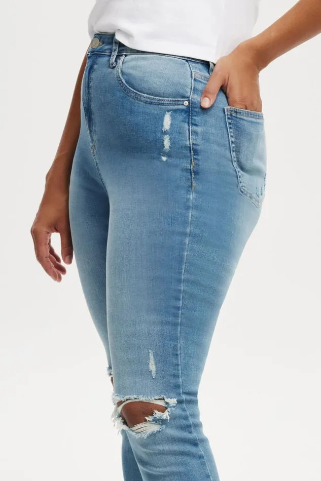 Cotton On Pants Curvy High Stretch Skinny Jean Bells Blue Rip 8211 Women