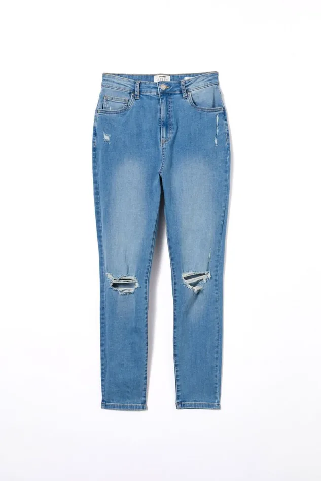 Cotton On Pants Curvy High Stretch Skinny Jean Bells Blue Rip 8211 Women