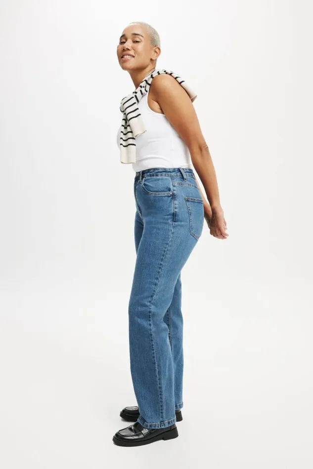 Cotton On Pants Curvy Stretch Straight Jean Sea Blue 8211 Women