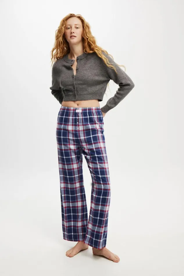 Cotton On Pants Flannel Boyfriend Boxer Pant Toni Checknavywhite And Red 8211 Women