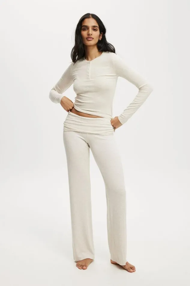 Cotton On Pants Sleep Recovery Roll Waist Pant Cream Marle 8211 Women