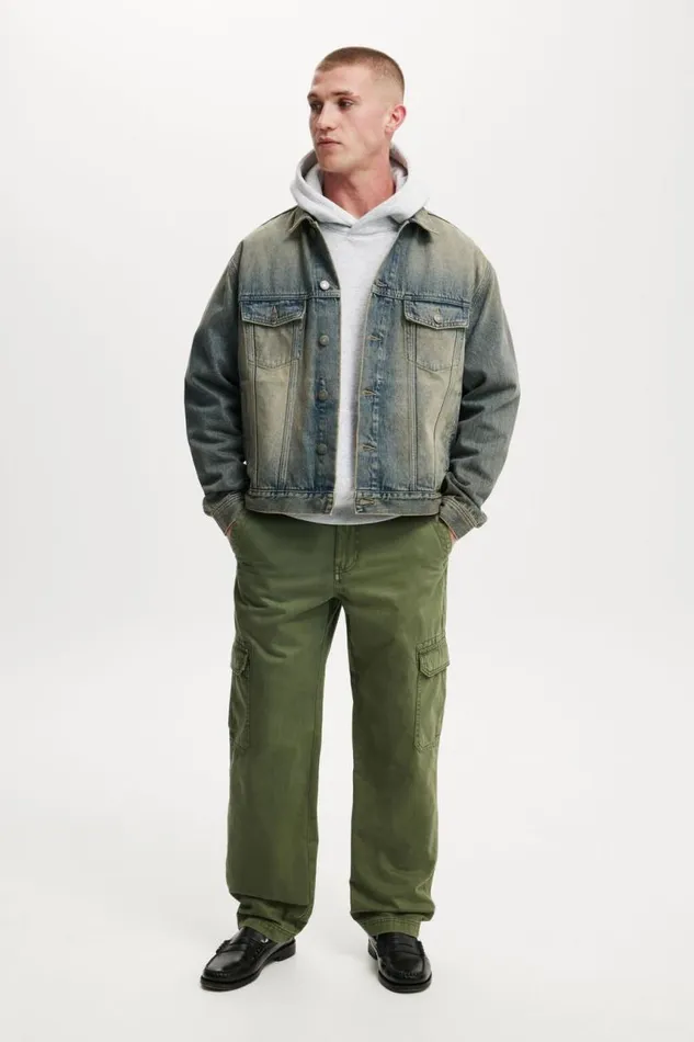 Cotton On Pants Tactical Cargo Pant Vintage Army Green Herringbone 8211 Men