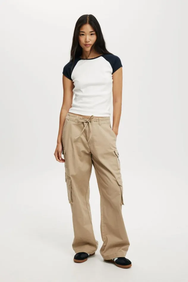 Cotton On Pants Tie Cargo Pant Taupe 8211 Women