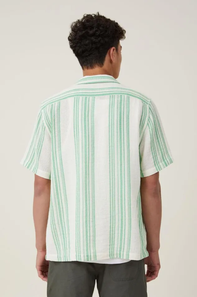 Cotton On Shirts and Polos Palma Short Sleeve Shirt Bright Green Stripe 8211 Men Cotton On Shirts and Polos Palma Short Sleeve Shirt Bright Green Stripe 8211 Men