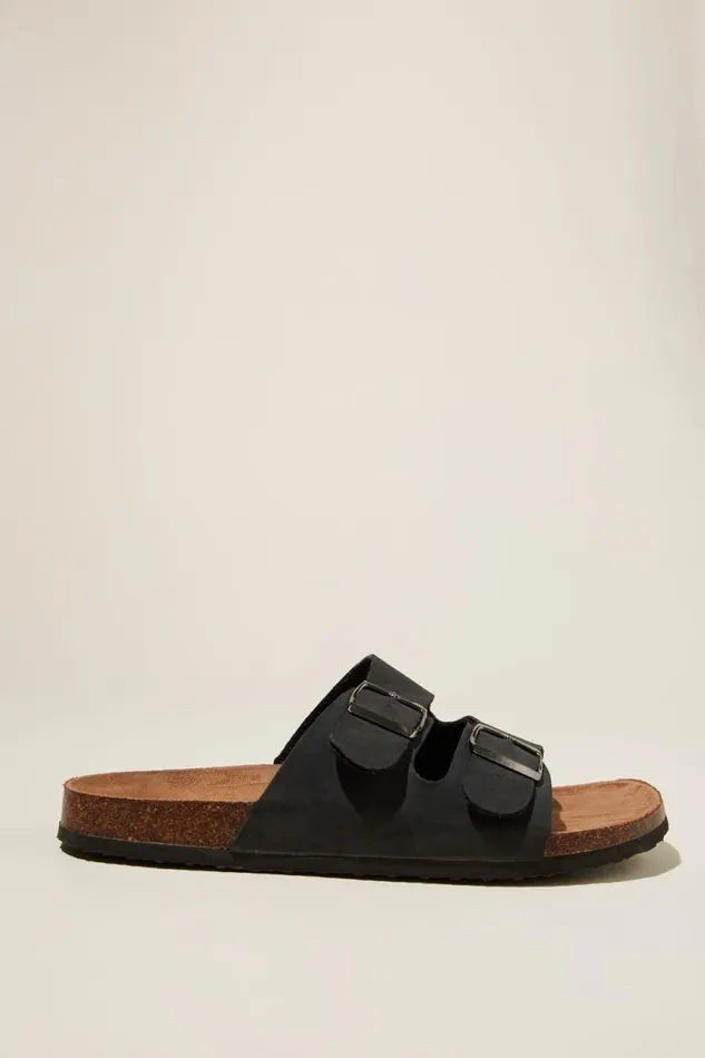 Cotton On Shoes Double Buckle Sandal Black 8211 Men