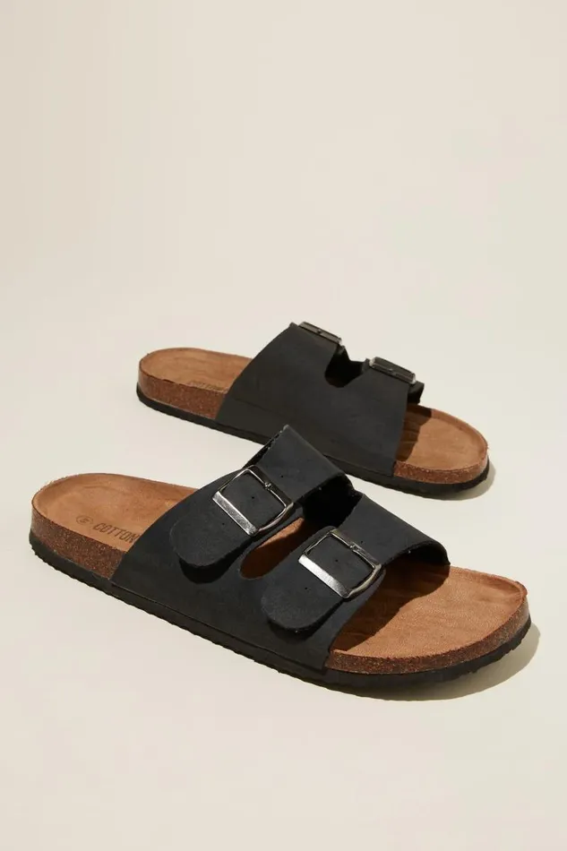 Cotton On Shoes Double Buckle Sandal Black 8211 Men