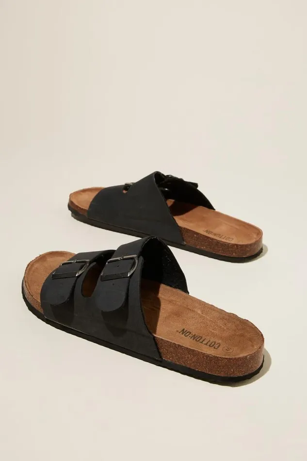 Cotton On Shoes Double Buckle Sandal Black 8211 Men