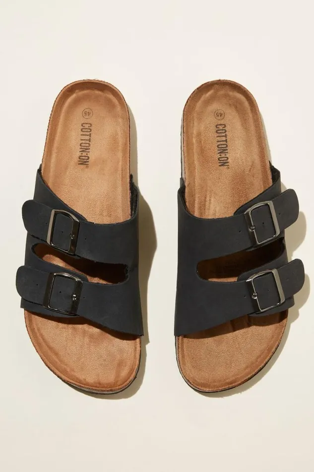 Cotton On Shoes Double Buckle Sandal Black 8211 Men
