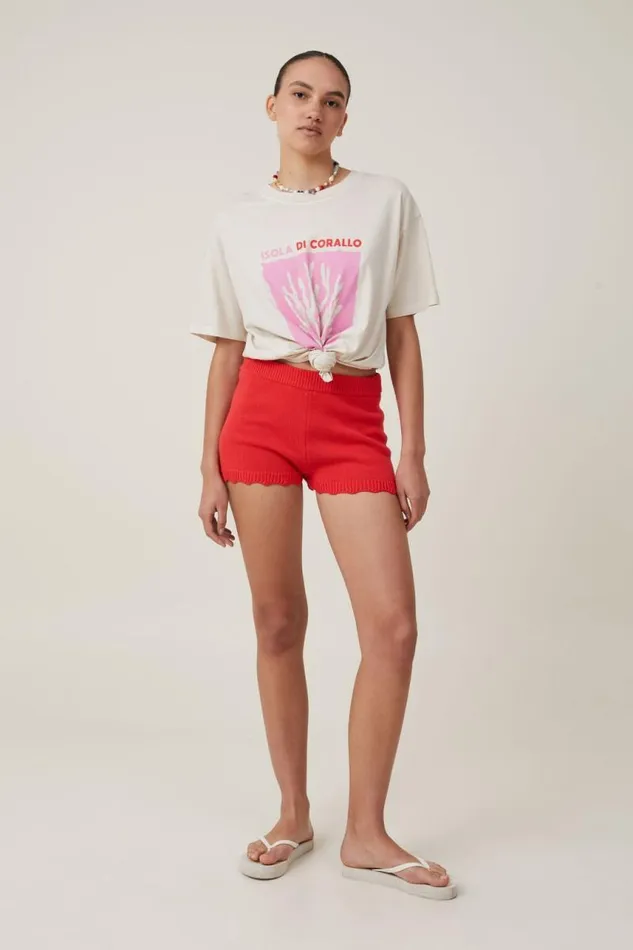 Cotton On Shorts Clover Crochet Knit Short Fiery Red 8211 Women