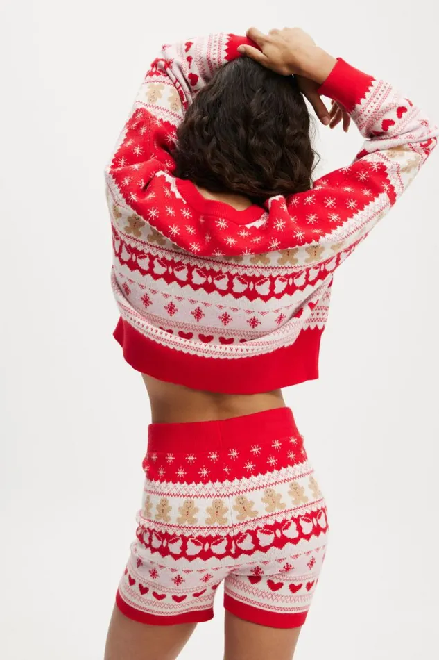 Cotton On Shorts Novelty Knitted Short Warm Cherrygingerbread Fair Isle 8211 Women