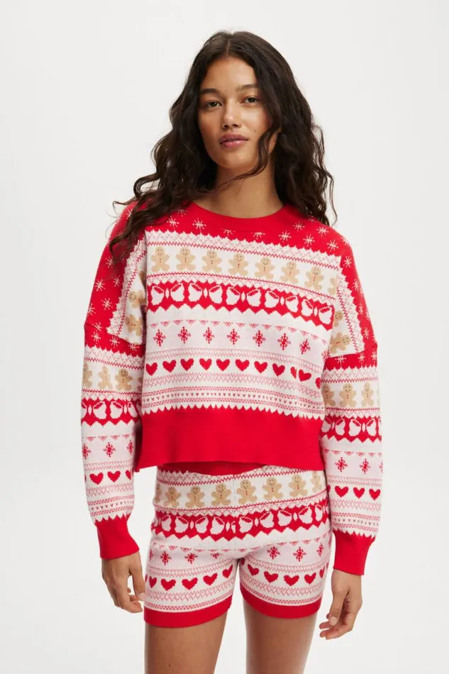 Cotton On Shorts Novelty Knitted Short Warm Cherrygingerbread Fair Isle 8211 Women
