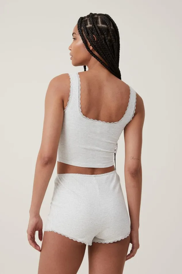 Cotton On Shorts Rib Lace Short Light Grey Marle 8211 Women Cotton On Shorts Rib Lace Short Light Grey Marle 8211 Women
