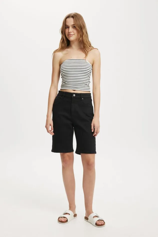Cotton On Shorts Stretch Denim Bermuda Short Graphite Black 8211 Women